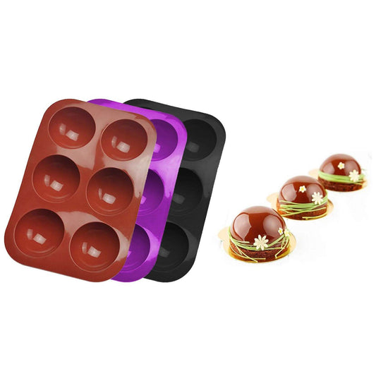 3-Pack: 6 Holes Semi Sphere Silicone Mold